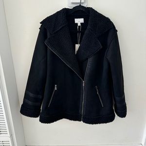 RUSTY BLACK SHERPA LINED AVIATOR JACKET